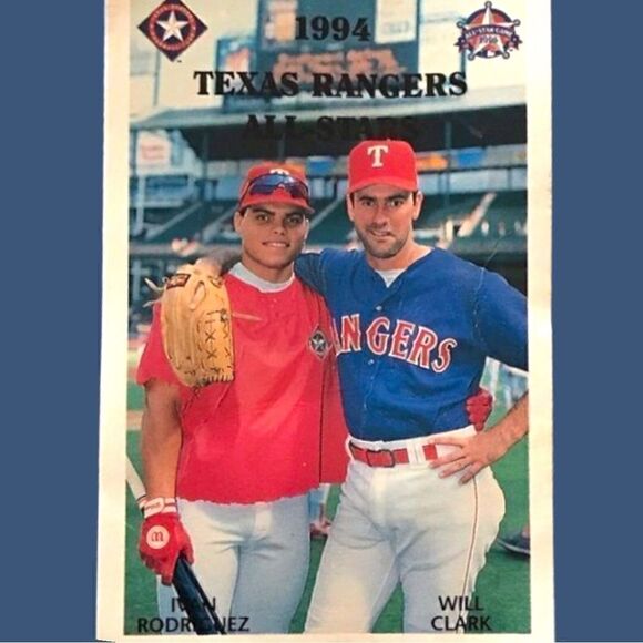 1995 Texas Rangers All Star Game Pin Card Ivan Rodriguez Will Clark - Picture 4 of 11